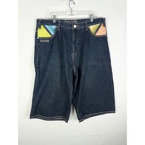 Coogi Denim Shorts Mens 40 Dark Wash Baggy Jorts Embroidered Y2K Hip Hop VTG